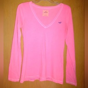 Hollister Pink Long Sleeve Shirt Size Large